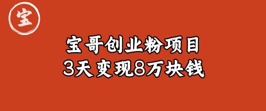 宝哥IP图文创业粉引流项目实战分享：单个账号3天涨粉1万，变现8万块钱（图文教程）【揭秘】-52资源库