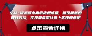 文林·短频视电商带训货练营,短视频的新赚钱方法,在视号频和抖音实上现爆单吧-52资源库