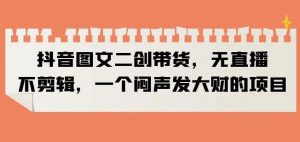 抖音图文二创带货,无直播,不剪辑,一个闷声发大财的项目【揭秘】-52资源库