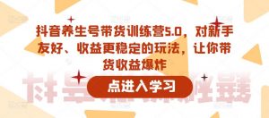 抖音养生号带货训练营5.0,对新手友好、收益更稳定的玩法,让你带货收益爆炸(更新)-52资源库