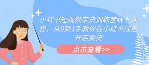 小红书短视频带货训练营线下课程,从0到1手教你在小红书注册开店卖货-52资源库