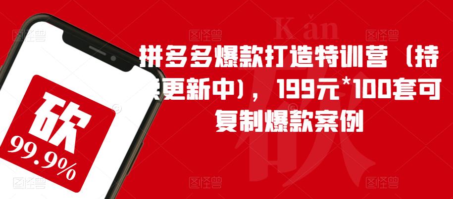 拼多多爆款打造特训营（持续更新中)，199元*100套可复制爆款案例-52资源库