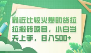 最近比较火爆的货拉拉搬砖项目,小白当天上手,日入500+【揭秘】-52资源库