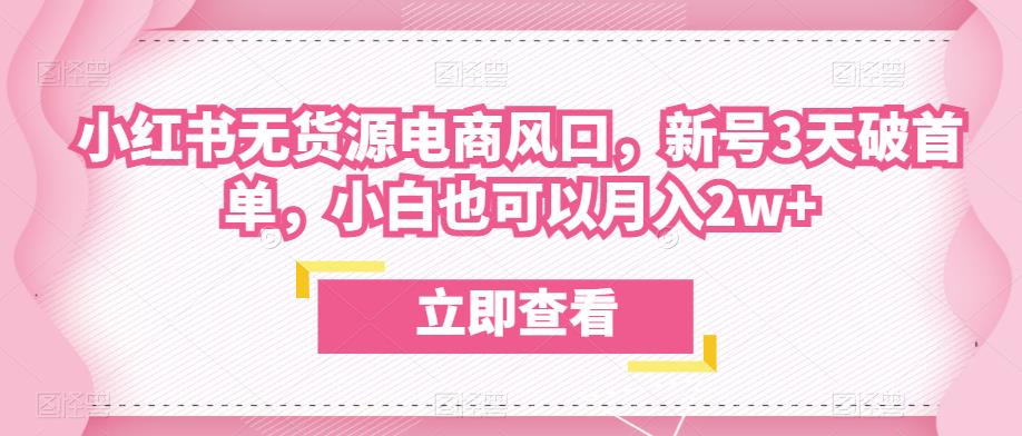 众狼电商余文小红书无货源电商风口，新号3天破首单，小白也可以月入2w+-52资源库