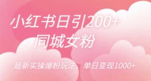 小红书日引200+同城女粉,最新实操爆粉玩法,单日变现1000+【揭秘】-52资源库