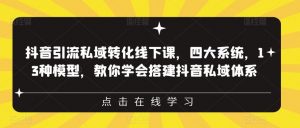 抖音引流私域转化线下课,四大系统,13种模型,教你学会搭建抖音私域体系-52资源库