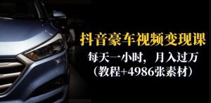 抖音豪车视频变现分享课:每天一小时,月入过万(教程+4986张素材)-52资源库