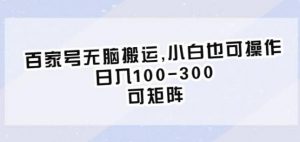 百家号无脑搬运,小白也可操作,日入100-300,可矩阵【仅揭秘】-52资源库