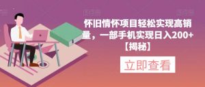 怀旧情怀项目轻松实现高销量,一部手机实现日入200+【揭秘】-52资源库