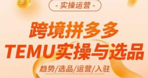 伍跃·跨境拼多多TEMU实操与选品,趋势/选品/运营/入住(27节完整)-52资源库
