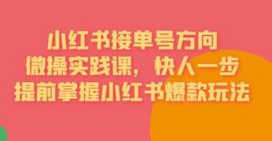 接单号方向·小红书微操实践课,快人一步,提前掌握小红书爆款玩法-52资源库