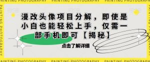 漫改头像项目分解,即使是小白也能轻松上手,仅需一部手机即可【揭秘】-52资源库