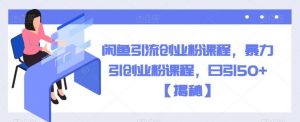 闲鱼引流创业粉课程,暴力引创业粉课程,日引50+【揭秘】-52资源库
