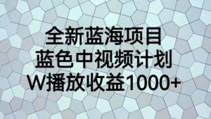 全新蓝海项目,蓝色中视频计划,1W播放量1000+【揭秘】-52资源库