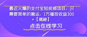 最近火爆的支付宝短视频项目,只需要简单的搬运,1万播放收益300+【揭秘】-52资源库