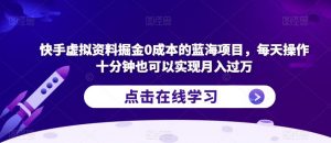 快手虚拟资料掘金0成本的蓝海项目,每天操作十分钟也可以实现月入过万【揭秘】-52资源库