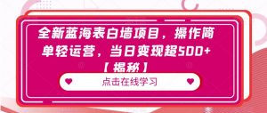 全新蓝海表白墙项目,操作简单轻运营,当日变现超500+【揭秘】-52资源库