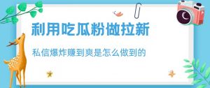 利用吃瓜粉做拉新,私信爆炸日入1000+赚到爽是怎么做到的【揭秘】-52资源库