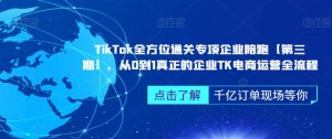 TikTok全方位通关专项企业陪跑【第三期】,从0到1真正的企业TK电商运营全流程-52资源库