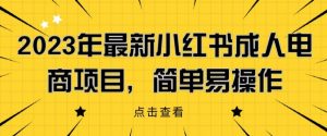 2023年最新小红书成人电商项目,简单易操作【详细教程】【揭秘】-52资源库