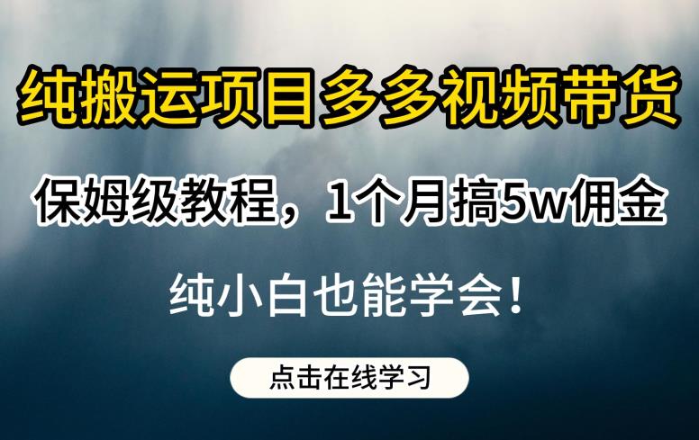 纯搬运项目多多视频带货保姆级教程，1个月搞5w佣金，纯小白也能学会【揭秘】-52资源库