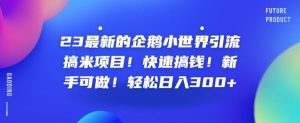 23最新的企鹅小世界引流搞米项目!快速搞钱!新手可做!轻松日入300+【揭秘】-52资源库
