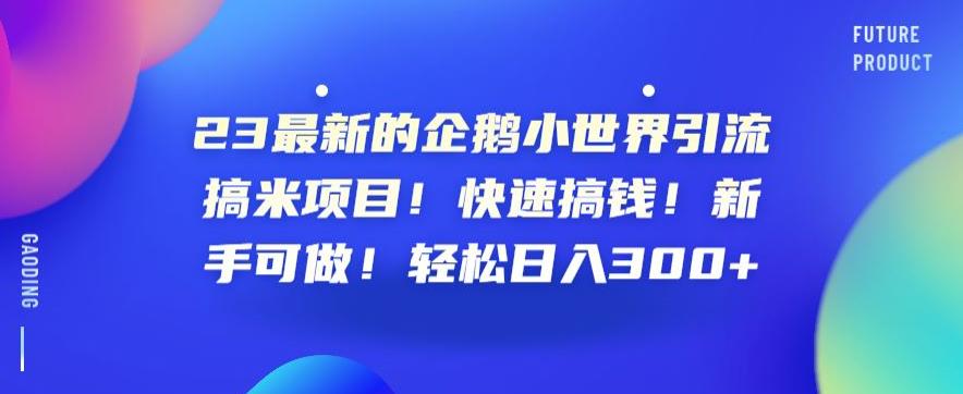23最新的企鹅小世界引流搞米项目！快速搞钱！新手可做！轻松日入300+【揭秘】-52资源库