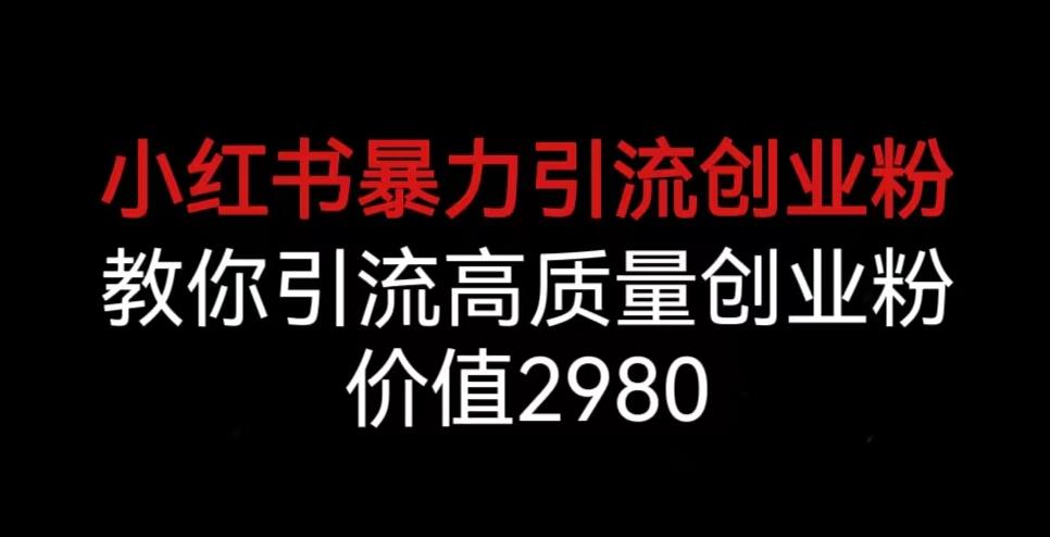 小红书暴力引流创业粉，教你引流高质量创业粉，价值2980【揭秘】-52资源库