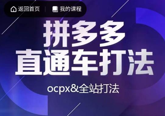 互力·拼多多直通车打法，ocpx&全站打法-52资源库