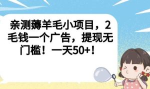 亲测薅羊毛小项目,2毛钱一个广告,提现无门槛!一天50+【揭秘】-52资源库
