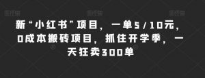 新“小红书”项目,一单5/10元,0成本搬砖项目,抓住开学季,一天狂卖300单【揭秘】-52资源库