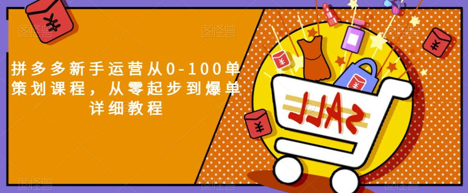拼多多新手运营从0-100单策划课程，从零起步到爆单详细教程-52资源库