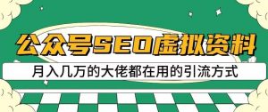 公众号SEO虚拟资料,操作简单,日入500+,可批量操作【揭秘】-52资源库