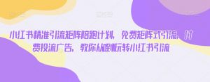 小红书精准引流矩阵陪跑计划,免费矩阵式引流,付费投流广告,教你从0到1玩转小红书引流-52资源库