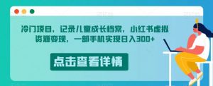 冷门项目,记录儿童成长档案,小红书虚拟资源变现,一部手机实现日入300+【揭秘】-52资源库