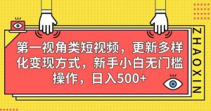 第一视角类短视频,更新多样化变现方式,新手小白无门槛操作,日入500+【揭秘】-52资源库