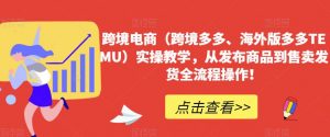 跨境电商(跨境多多、海外版多多TEMU)实操教学,从发布商品到售卖发货全流程操作!-52资源库