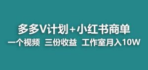 【蓝海项目】多多v计划+小红书商单一个视频三份收益工作室月入10w-52资源库