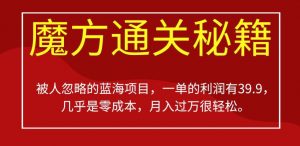 被人忽略的蓝海项目,魔方通关秘籍,一单的利润有39.9,几乎是零成本,月入过万很轻松【揭秘】-52资源库
