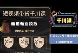 短视频带货-千川专业投放课,精细化专业投放,计划纠正,提升ROI-52资源库