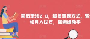 简历玩法2.0,超多变现方式,轻松月入过万,保姆级教学【揭秘】-52资源库