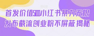 首发价值5100小红书暴力无限发布截流创业粉不屏蔽揭秘-52资源库