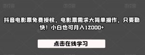 抖音电影票免费授权,电影票需求大简单操作,只要勤快!小白也可月入12000+【揭秘】-52资源库