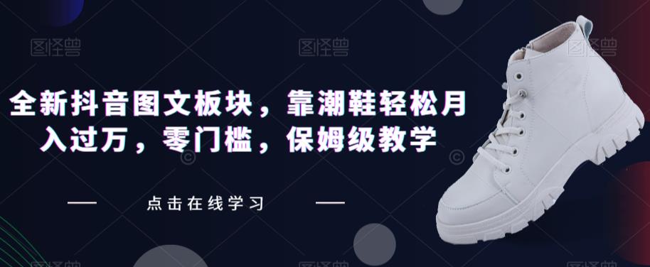 全新抖音图文板块，靠潮鞋轻松月入过万，零门槛，保姆级教学【揭秘】-52资源库