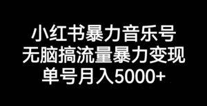 小红书暴力音乐号,无脑搞流量暴力变现,单号月入5000+-52资源库