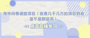 海外问卷调查项目(收费几千几万的项目到底是不是割韭菜)【揭秘】-52资源库