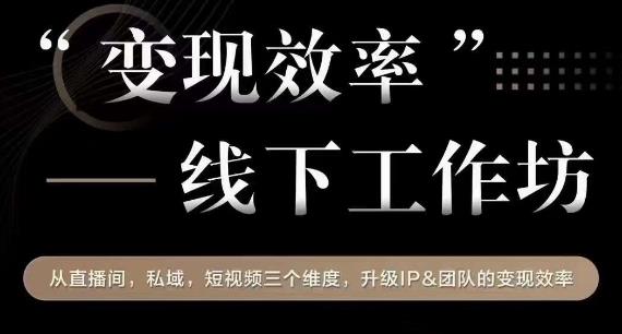 变现效率线下工作坊，从‮播直‬间、私域、‮视短‬频‮个三‬维度，升级IP和团队变现效率-52资源库