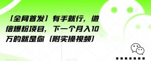 【全网首发】有手就行,微信爆粉项目,下一个月入10万的就是你(附实操视频)【揭秘】-52资源库