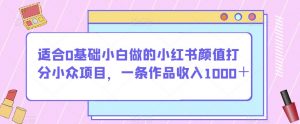 适合0基础小白做的小红书颜值打分小众项目,一条作品收入1000+【揭秘】-52资源库