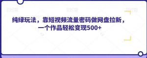 纯绿玩法,靠短视频流量密码做网盘拉新,一个作品轻松变现500+【揭秘】-52资源库